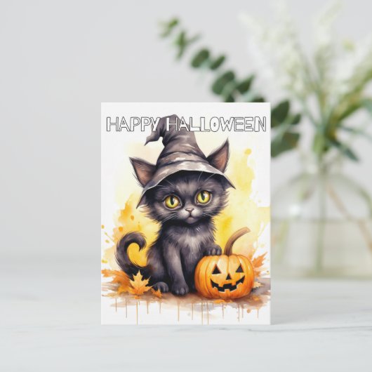 Super Schattige kleine Halloween Kitten Briefkaart (Staand voorkant)