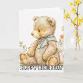 Super Schattige kleine teddybeer Kaart (Gele Bloem)