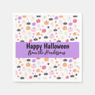 Super schattige moderne paarse pompoen Halloween Servet