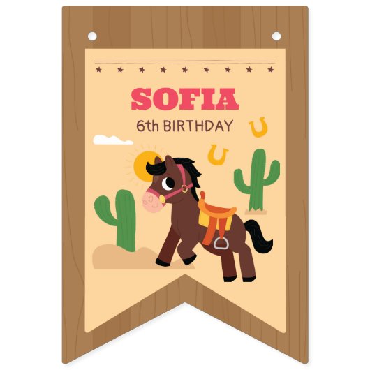 Super Schattige Paard Verjaardag bunting banner (Eerste vlag)