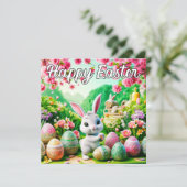 Super Schattige paashaas konijn Feestdagenkaart (Staand voorkant)