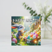 Super Schattige paashaas konijn Feestdagenkaart (Staand voorkant)