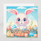 Super Schattige paashaas konijn Feestdagenkaart (Voorkant / Achterkant)