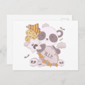 Super Schattige Panda Grave RIP Ghost Bats Hallowe Feestdagenkaart (Voorkant / Achterkant)