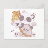 Super Schattige Panda Grave RIP Ghost Bats Hallowe Feestdagenkaart (Voorkant)