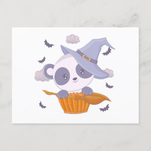 Super Schattige Panda Witches Pet en Bats Hallowee Feestdagenkaart