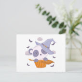 Super Schattige Panda Witches Pet en Bats Hallowee Feestdagenkaart (Staand voorkant)