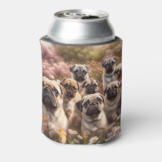 Super Schattige Pug Dogs Cosy Blikjeskoeler (Blikje Achterkant)