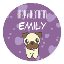 Super Schattige Pug Paarse Hart Ontwerp