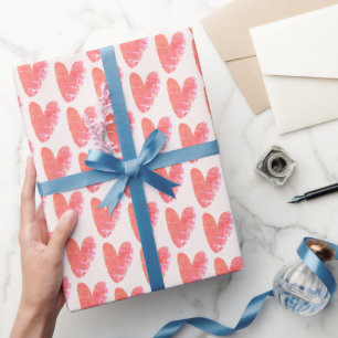 Super Schattige Rode Hart Tekening Versleten Cadeaupapier