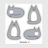 Super Schattige Ronde Kawaii Grijs Kitty Cat Sticker (Vel)