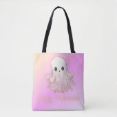 Super Schattige Roze Ghost Happy Halloween Tote Bag (Voorkant)