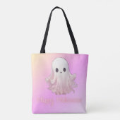 Super Schattige Roze Ghost Happy Halloween Tote Bag (Achterkant)