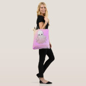 Super Schattige Roze Ghost Happy Halloween Tote Bag (Op model)