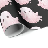 Super Schattige roze spookpatroon Halloween Cadeaupapier (Rol Hoek)