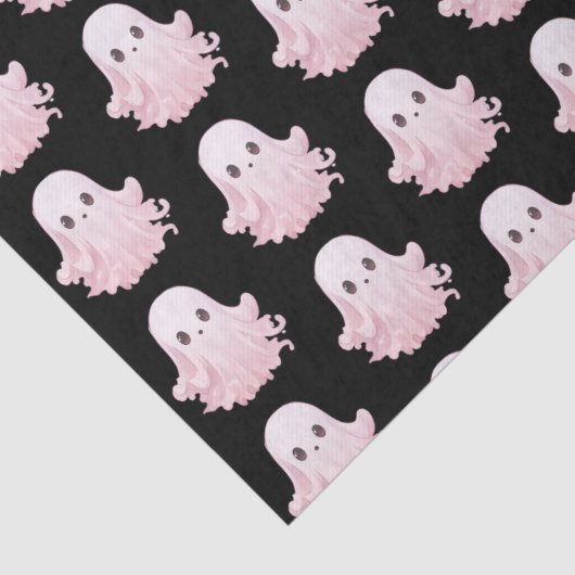 Super Schattige roze spookpatroon Halloween Tissuepapier (Detail)