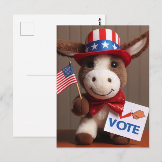 Super Schattige Schattig pluche ezel stemming Briefkaart (Voorkant / Achterkant)