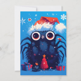 Super Schattige Springende Spinnen Cartoon Kerstka Feestdagenkaart