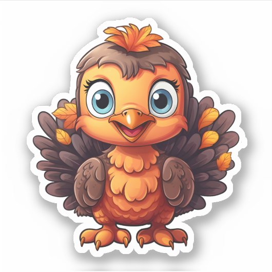 Super Schattige Turkije Geweldige Thanksgiving Die Sticker (Voorkant)
