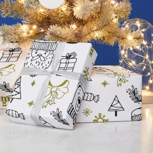 Super Schattige vakantiepatroon witte kerst Cadeaupapier (Feestdagen)