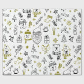 Super Schattige vakantiepatroon witte kerst Cadeaupapier (Vlak)