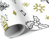 Super Schattige vakantiepatroon witte kerst Cadeaupapier (Rol Hoek)