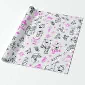 Super Schattige vakantiepatroon witte kerst Cadeaupapier (Uitgerold)