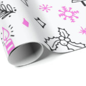 Super Schattige vakantiepatroon witte kerst Cadeaupapier (Rol Hoek)