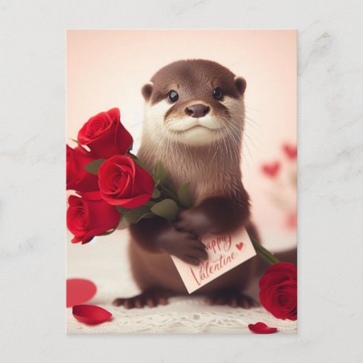 Super Schattige Valentijn Otter Briefkaart (Voorkant)