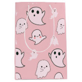 Super Schattige Wit Geesten Licht Roze Halloween Medium Cadeauzakje (Voorkant)