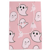 Super Schattige Wit Geesten Licht Roze Halloween Medium Cadeauzakje (Achterkant)