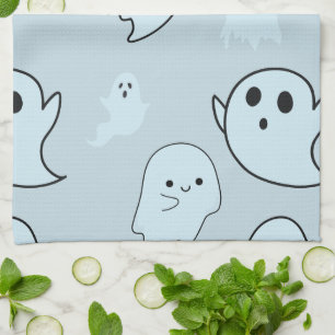 Super Schattige Witte Geesten Groene Halloween Theedoek