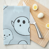 Super Schattige Witte Geesten Groene Halloween Theedoek (Quarter Fold)