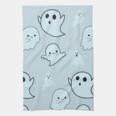 Super Schattige Witte Geesten Groene Halloween Theedoek (Verticaal)