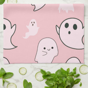 Super Schattige Witte Geesten Licht Roze Halloween Theedoek