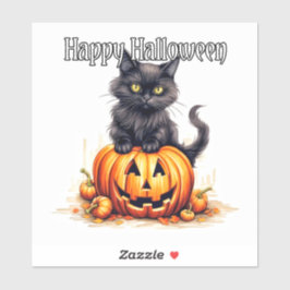 Super Schattige Zwart Kitty Cat | Happy Halloween Sticker
