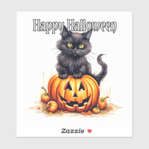 Super Schattige Zwarte Kitty Kat Gelukkig Hallow Sticker