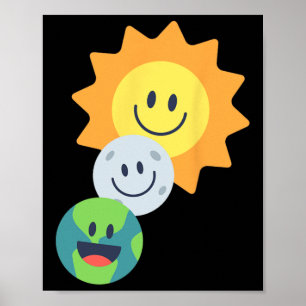 Super Schattigee Aarde Maan Zon Zonsverduistering  Poster