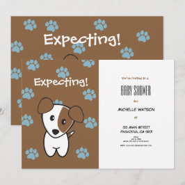 Super Schattigee Brown en Blue Terrier Baby shower Kaart