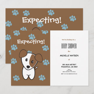 Super Schattigee Brown en Blue Terrier Baby shower Kaart