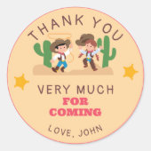 Super Schattigee Cowboy Cowgirl Verjaardag Bedankt Ronde Sticker (Voorkant)