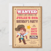 Super Schattigee Cowgirl verjaardagsfeestje Kaart (Voorkant)