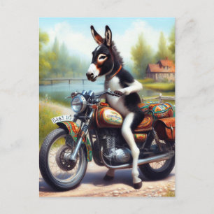 Super Schattigee Donkey Motorcycle Driver Briefkaart