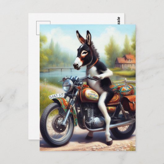 Super Schattigee Donkey Motorcycle Driver Briefkaart (Voorkant / Achterkant)