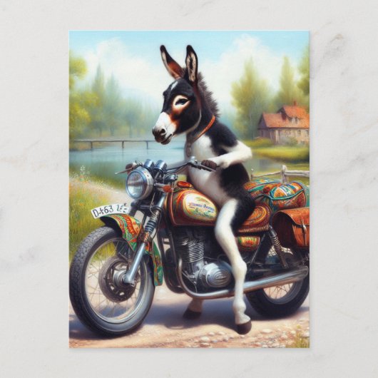 Super Schattigee Donkey Motorcycle Driver Briefkaart (Voorkant)