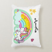 Super Schattigee eenhoorn en regenboog gepersonali Accent Kussen (Voorkant(Verticaal))