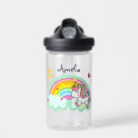 Super Schattigee eenhoorn en regenboog gepersonali Waterfles<br><div class="desc">Perfect gepersonaliseerd cadeau voor een meisje met een schattige parende eenhoorn en regenboog ontwerp.</div>