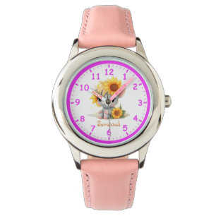 Super Schattigee Eenhoorn met Zonnebloemen Kinder Horloge