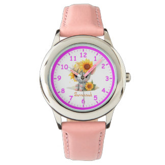Super Schattigee Eenhoorn met Zonnebloemen Kinder Horloge