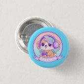 Super Schattigee Gamer Meisje Kawaii Chibi Dog Bab Ronde Button 3,2 Cm (Voorkant /achterkant)